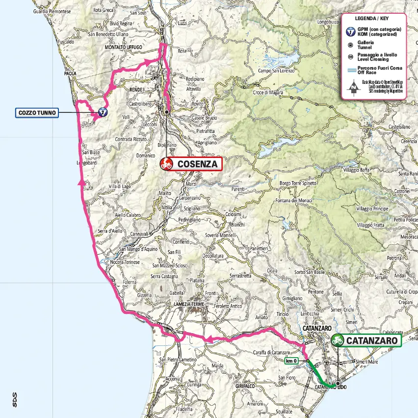 Giro d’Italia, ecco come cambia la viabilità nei comuni cosentini attraversati dalla tappa\n