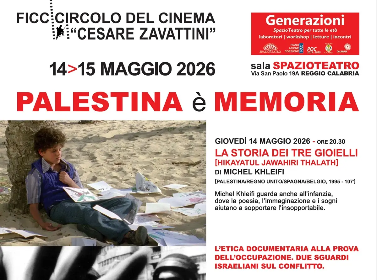 “Palestina è memoria”, a Reggio\u00A0due giorni di cinema con Federico Rossin\n