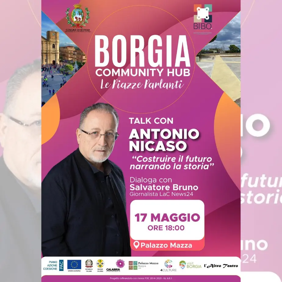 Borgia community hub –\u00A0Le piazze parlanti: Antonio Nicaso inaugura il ciclo di talk d’autore\n