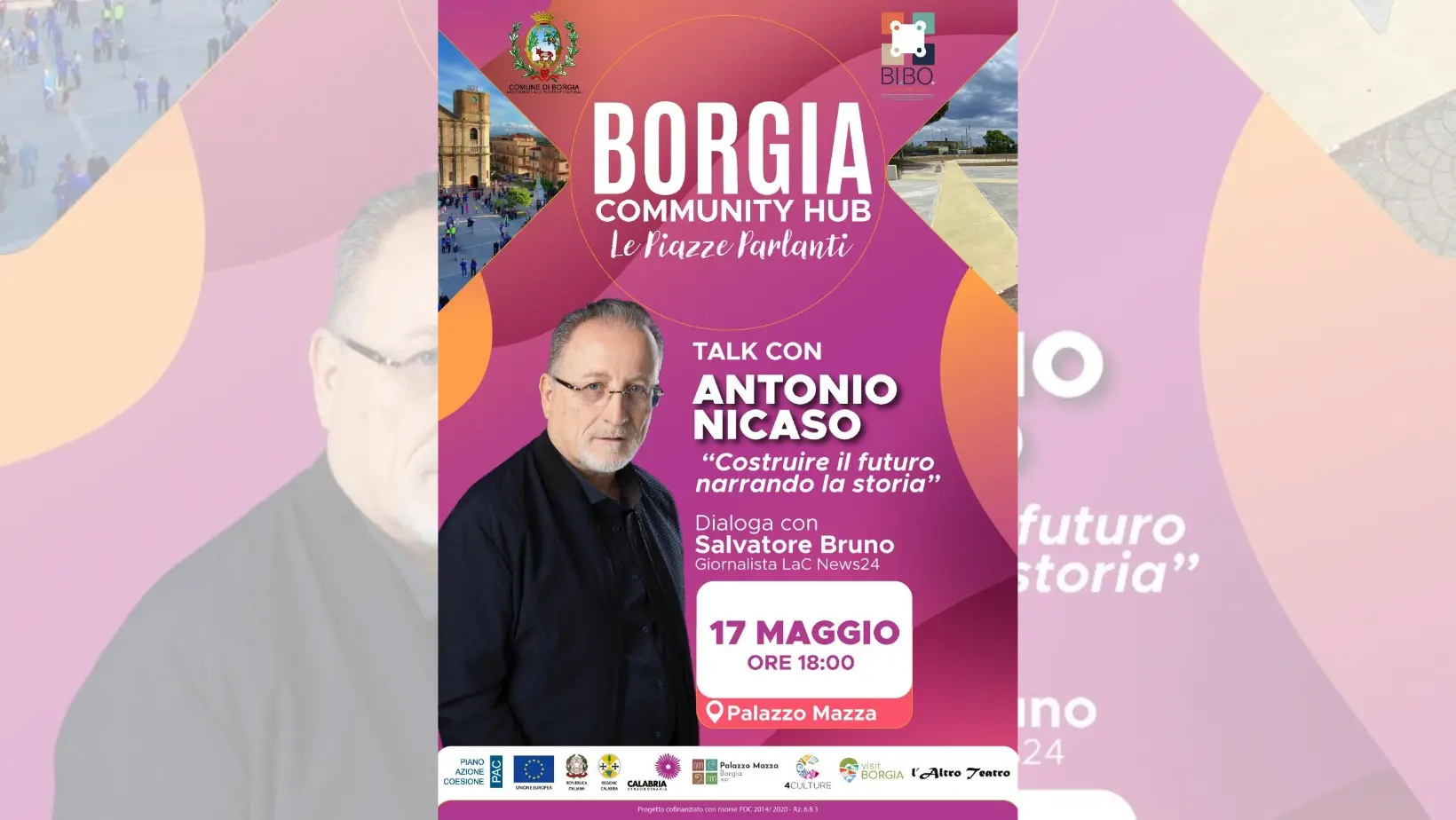 Borgia community hub –\u00A0Le piazze parlanti: Antonio Nicaso inaugura il ciclo di talk d’autore\n