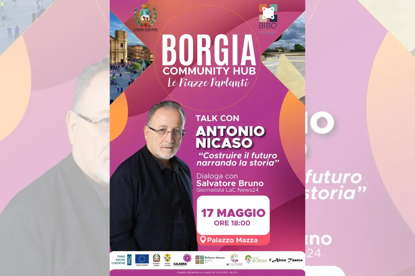 Borgia community hub –\u00A0Le piazze parlanti: Antonio Nicaso inaugura il ciclo di talk d’autore\n