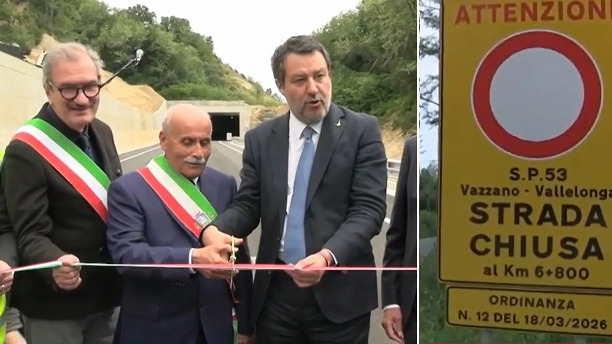 <p>Salvini taglia il nastro del lotto Superamento del colle Scornari sulla Trasversale delle Serre</p>\\n