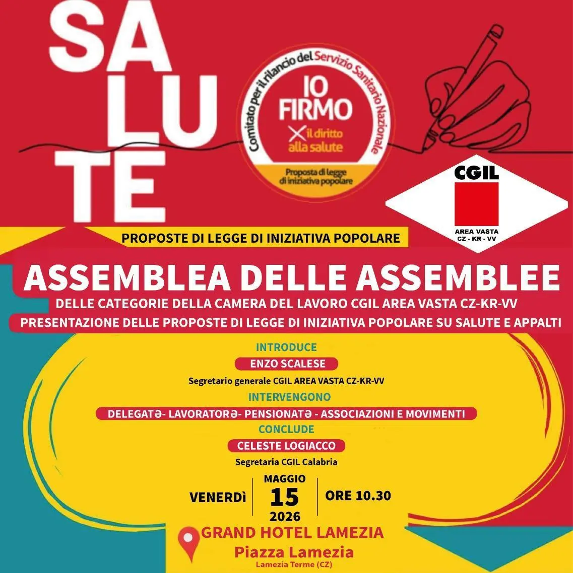 Anche a Catanzaro mobilitazione della Cgil a sostegno delle proposte di legge sul diritto alla salute e al lavoro\n