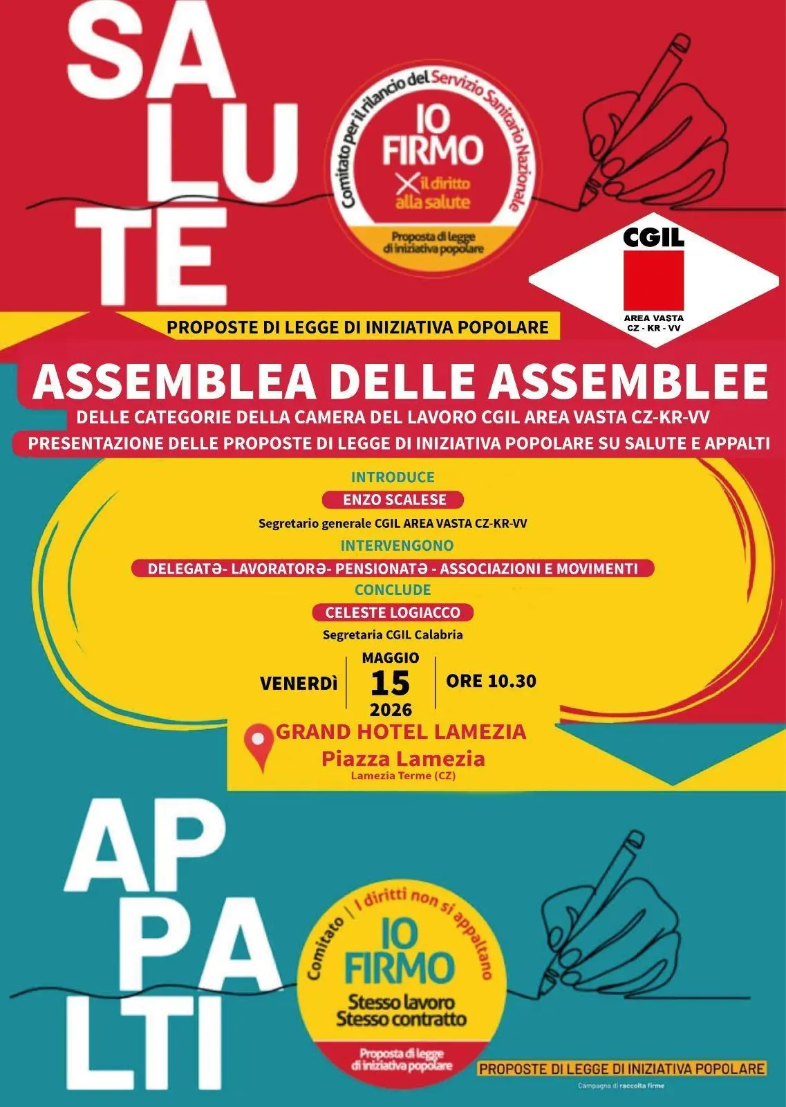Anche a Catanzaro mobilitazione della Cgil a sostegno delle proposte di legge sul diritto alla salute e al lavoro\n