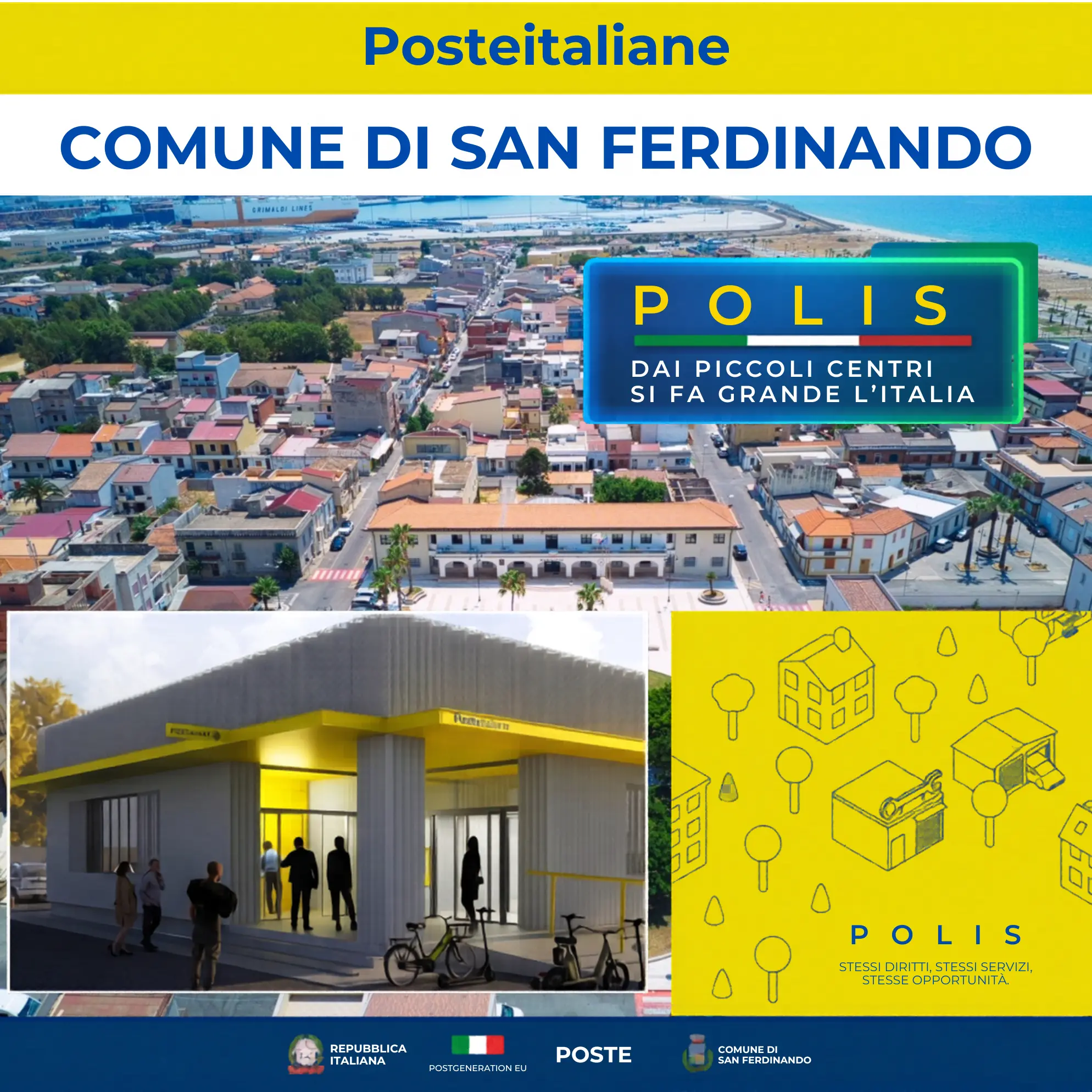 San Ferdinando, l’ufficio postale si rinnova con il progetto Polis: attivo un servizio navetta durante i lavori\n