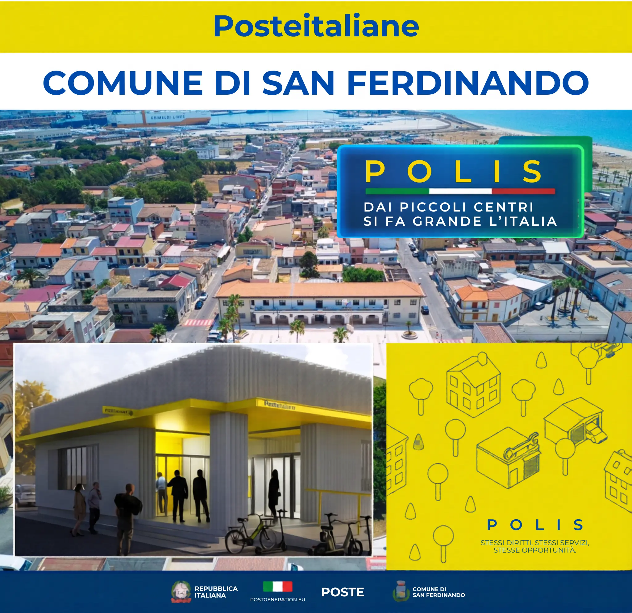 San Ferdinando, l’ufficio postale si rinnova con il progetto Polis: attivo un servizio navetta durante i lavori\n