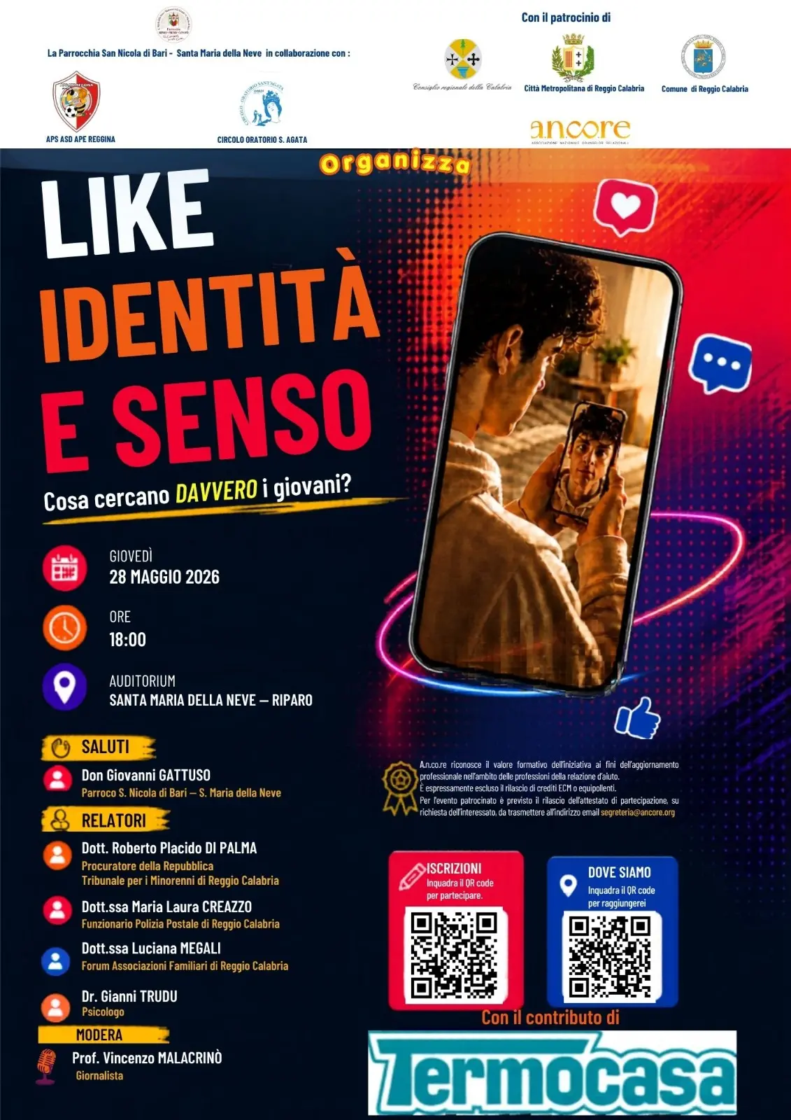 A Reggio l’incontro\u00A0dal titolo “Like, identità e senso. Cosa cercano davvero i giovani”\n