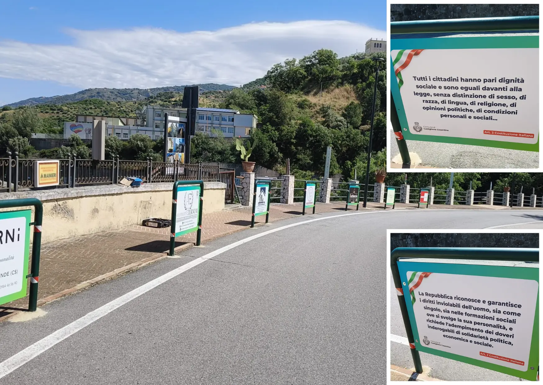 A Castiglione Cosentino la Costituzione scende in strada: articoli esposti sui pannelli pubblicitari del paese\n