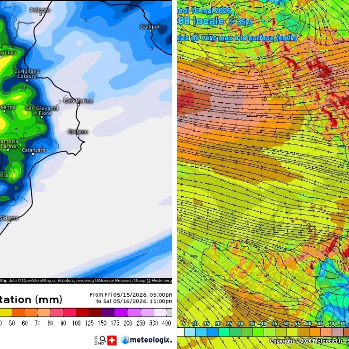 Poche ore e il maltempo arriverà in Calabria: temporali, vento oltre 100 km/h e brusco calo delle temperature\n