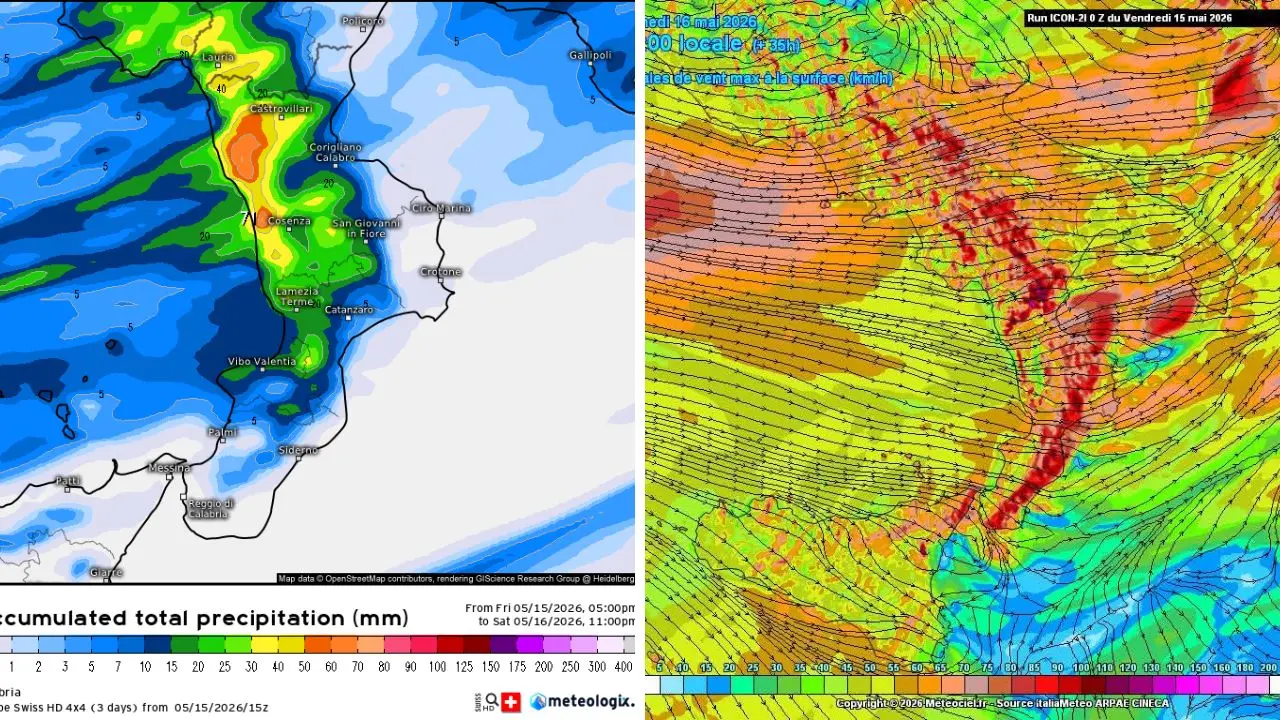 Poche ore e il maltempo arriverà in Calabria: temporali, vento oltre 100 km/h e brusco calo delle temperature\n