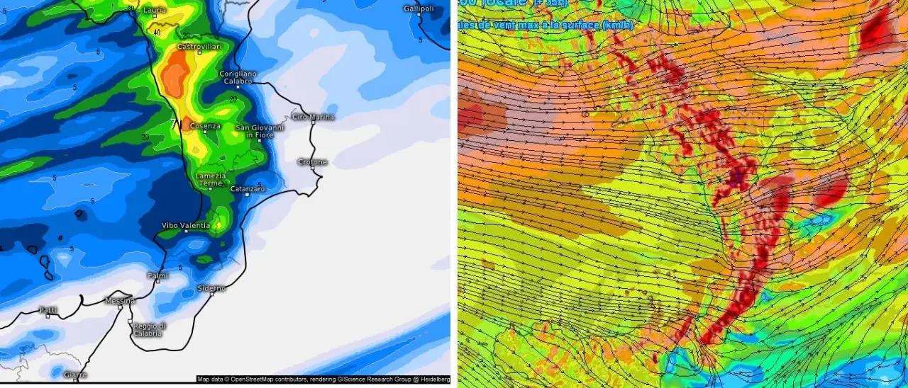 Poche ore e il maltempo arriverà in Calabria: temporali, vento oltre 100 km/h e brusco calo delle temperature\n
