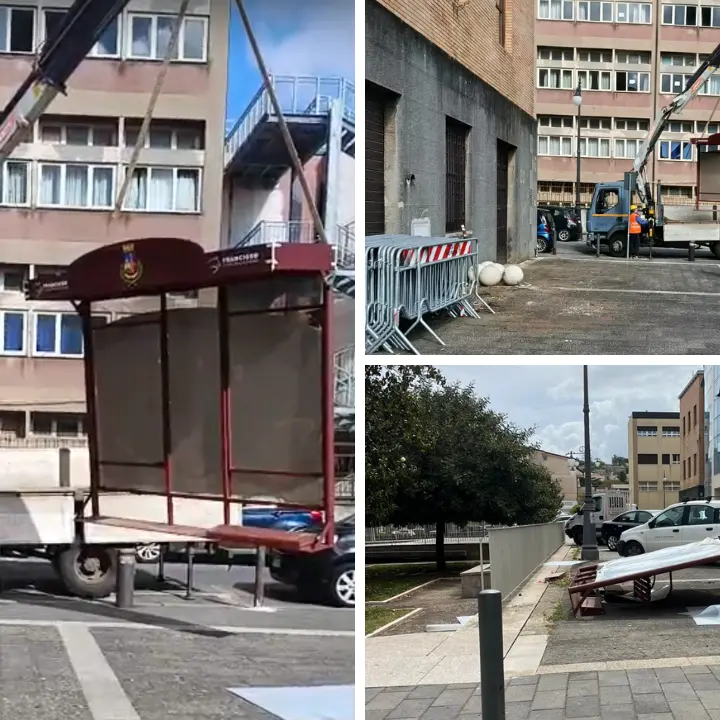 Rimossa la pensilina che si è abbattuta davanti al Municipio di Vibo ma la questione non è chiusa: dubbi sulla sicurezza\n