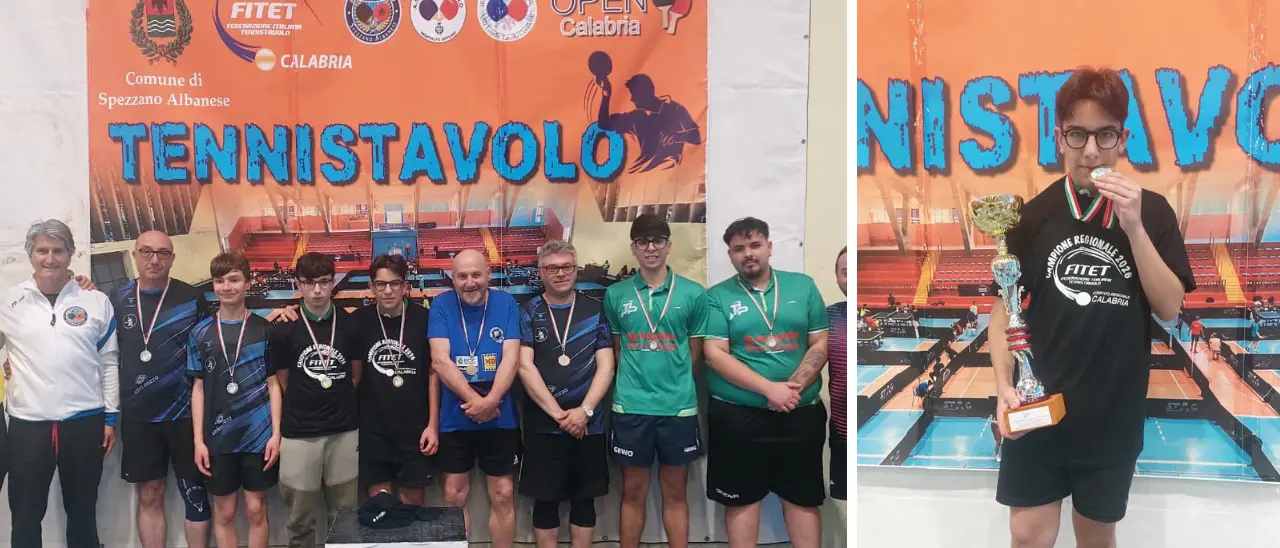 Tennistavolo\u00A0Piscopio protagonista a Spezzano Albanese: Scuticchio conquista singolare e doppio nelle finali regionali\n
