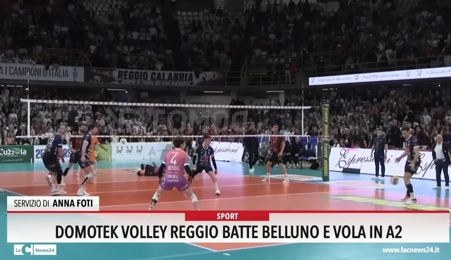 Domotek volley Reggio batte Belluno e vola in A2
