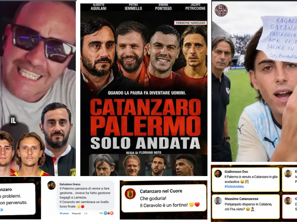 Il Catanzaro stende il Palermo 3-0 e il web si scatena tra meme e sfottò: «Compà non succede, ma se succede!»