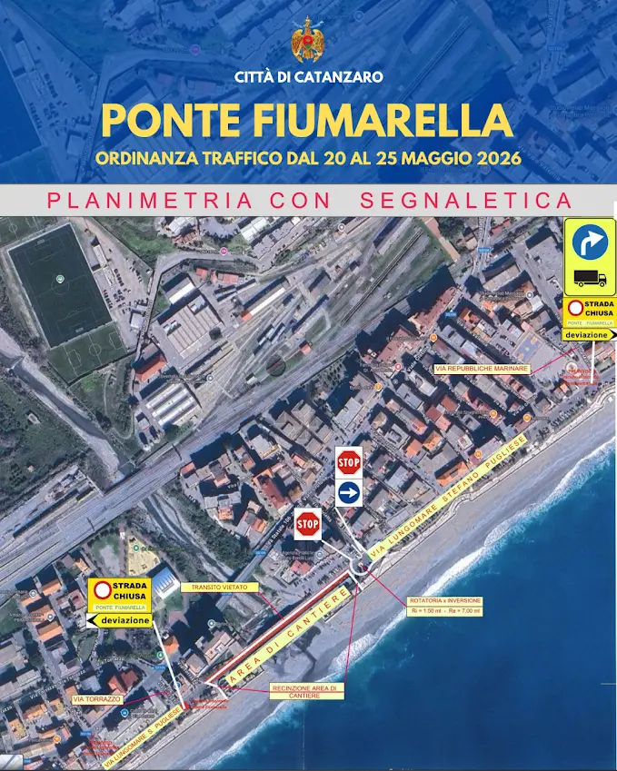 Lido, cambio viabilità per posa nuovo Ponte Fiumarella