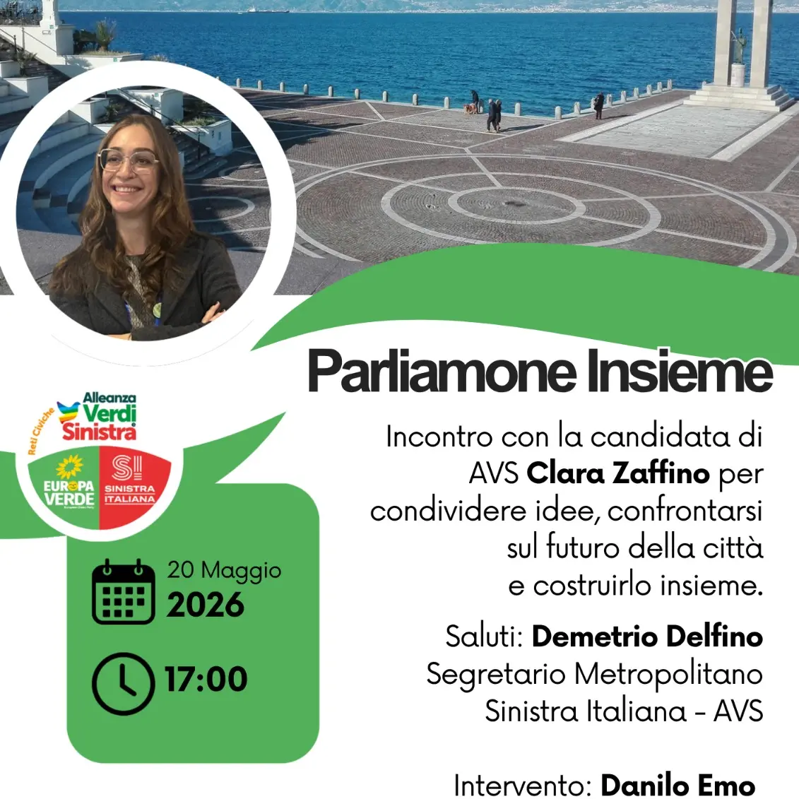 Reggio, Clara Zaffino lancia “Parliamone Insieme”: un workshop aperto per costruire idee e ascoltare la città\n