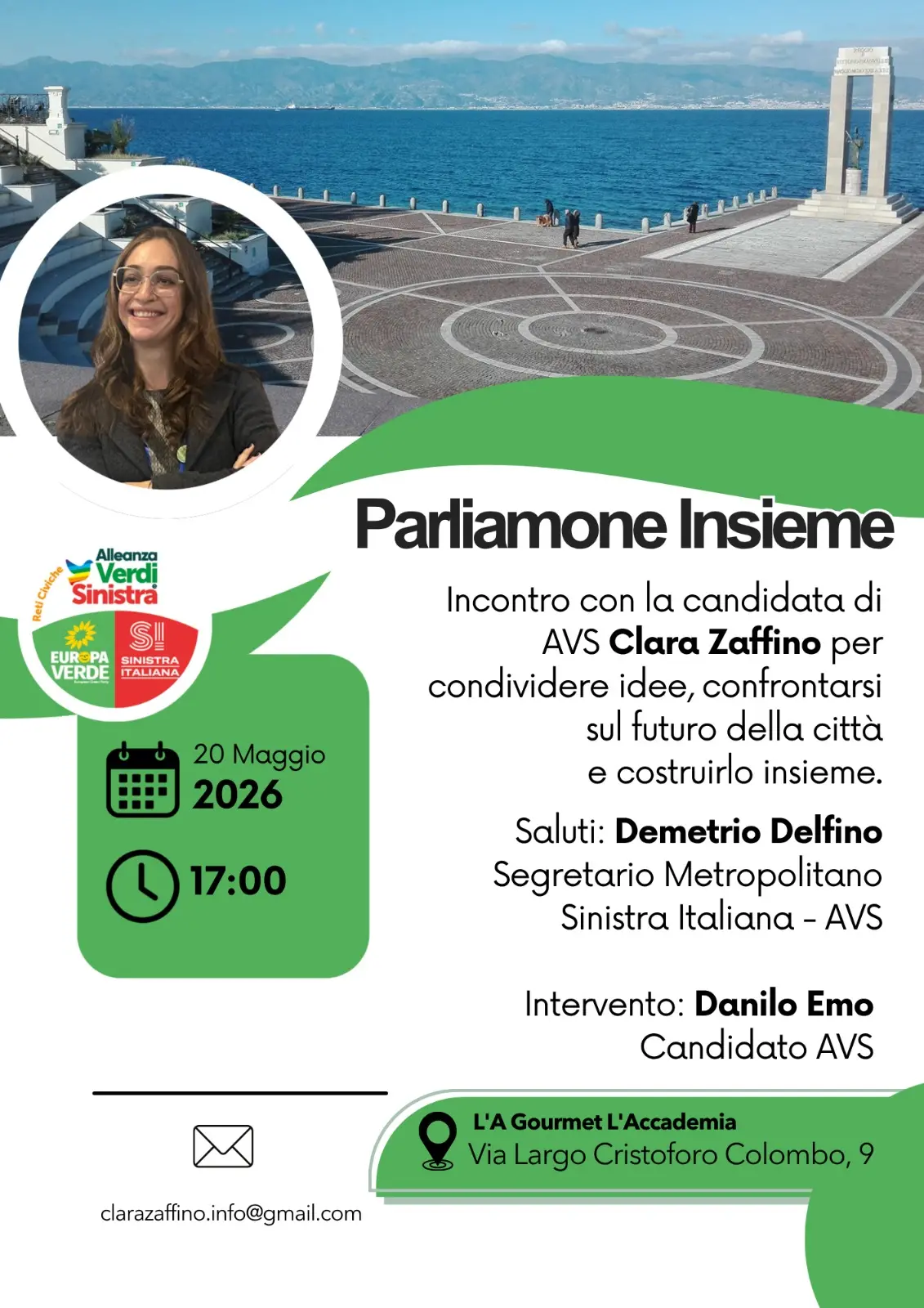 Reggio, Clara Zaffino lancia “Parliamone Insieme”: un workshop aperto per costruire idee e ascoltare la città\n
