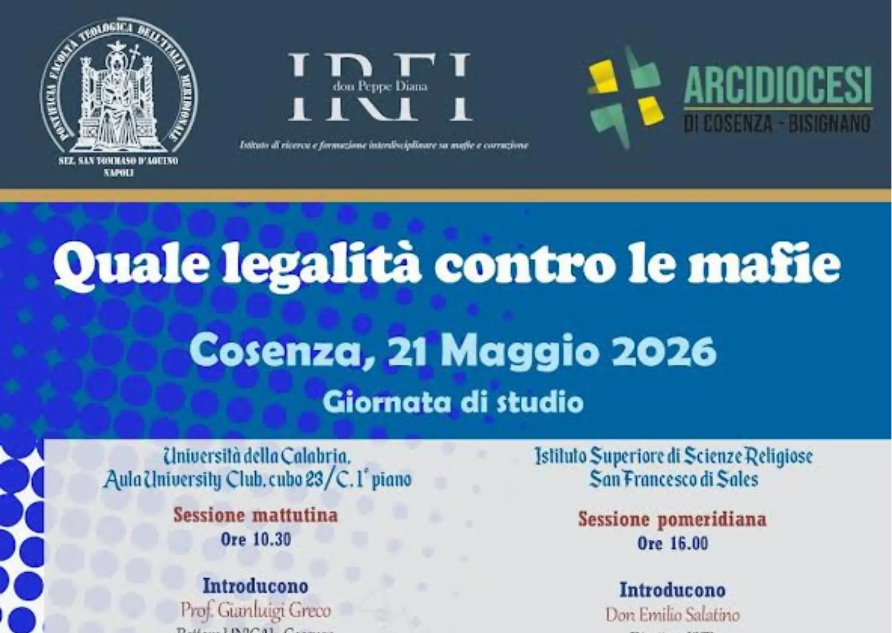 Legalità, educazione e mafie: all’UniCal il confronto tra magistrati, Chiesa e studiosi\n