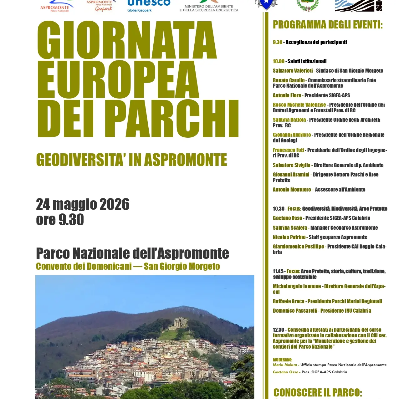 Giornata europea dei Parchi: Ente Parco d’Aspromonte e Sigea danno appuntamento a San Giorgio Morgeto\n