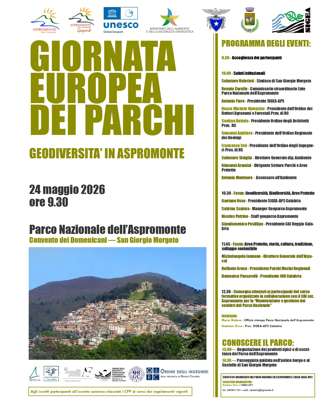 Giornata europea dei Parchi: Ente Parco d’Aspromonte e Sigea danno appuntamento a San Giorgio Morgeto\n
