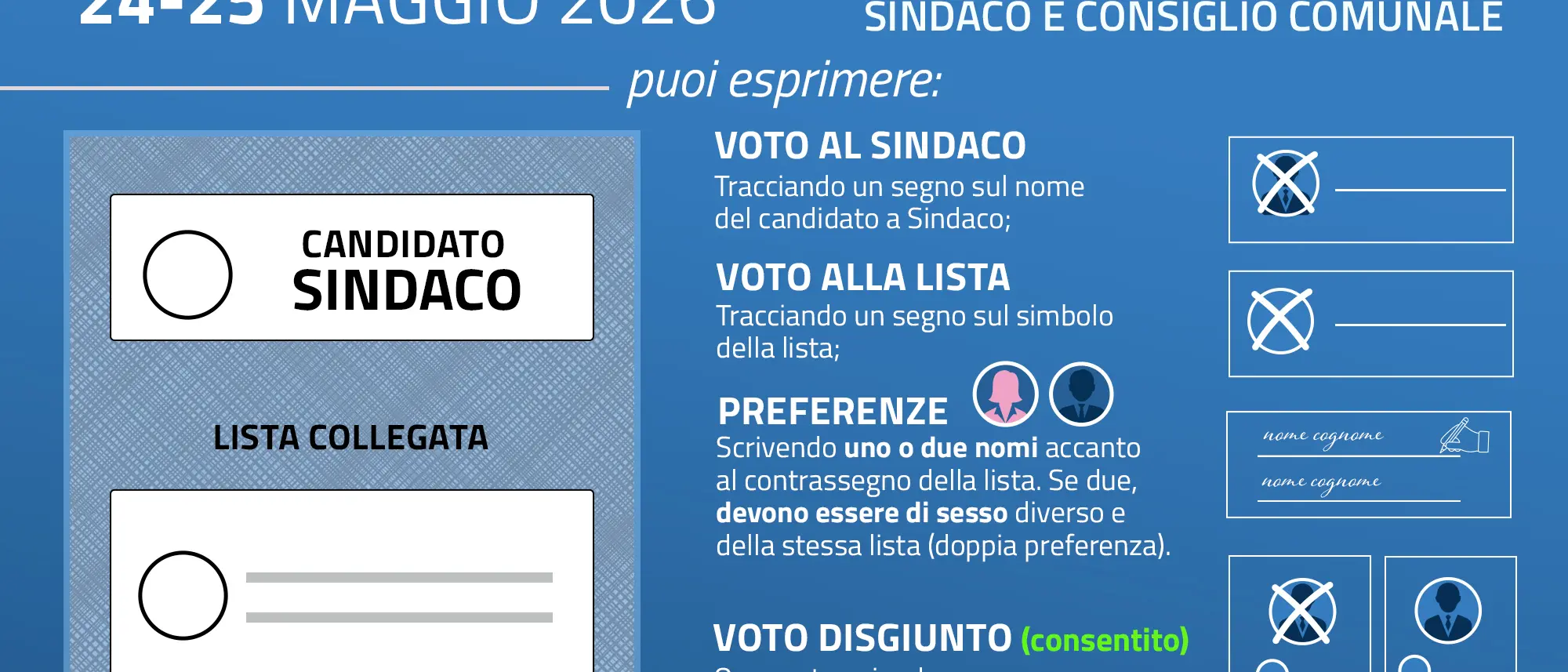 Elezioni 24-25 maggio, prosegue la campagna informativa del Comune sulle modalità di voto\n
