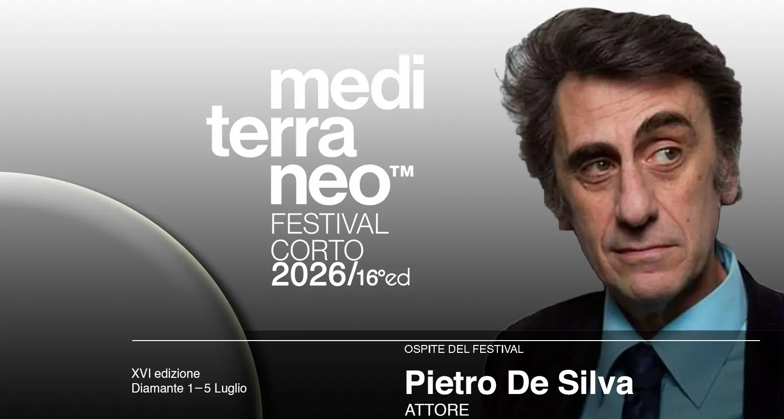 Pietro De Silva ospite d'onore al Mediterraneo Festival Corto di Diamante: appuntamento dall'1 al 5 luglio\n
