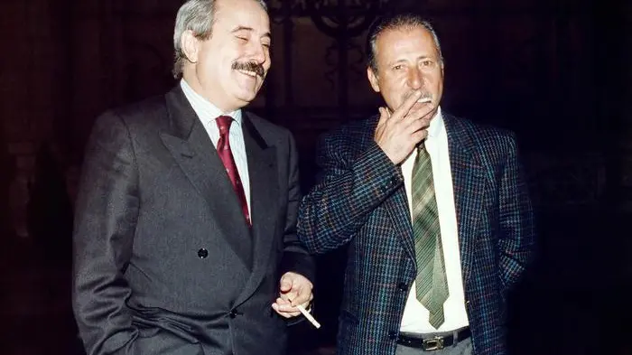 I giudici, Giovanni Falcone e Paolo Borsellino fotografati a Roma in occasione dell?inaugurazione dell?anno giudiziario. 1992 - Archivio ANSA , ANSA