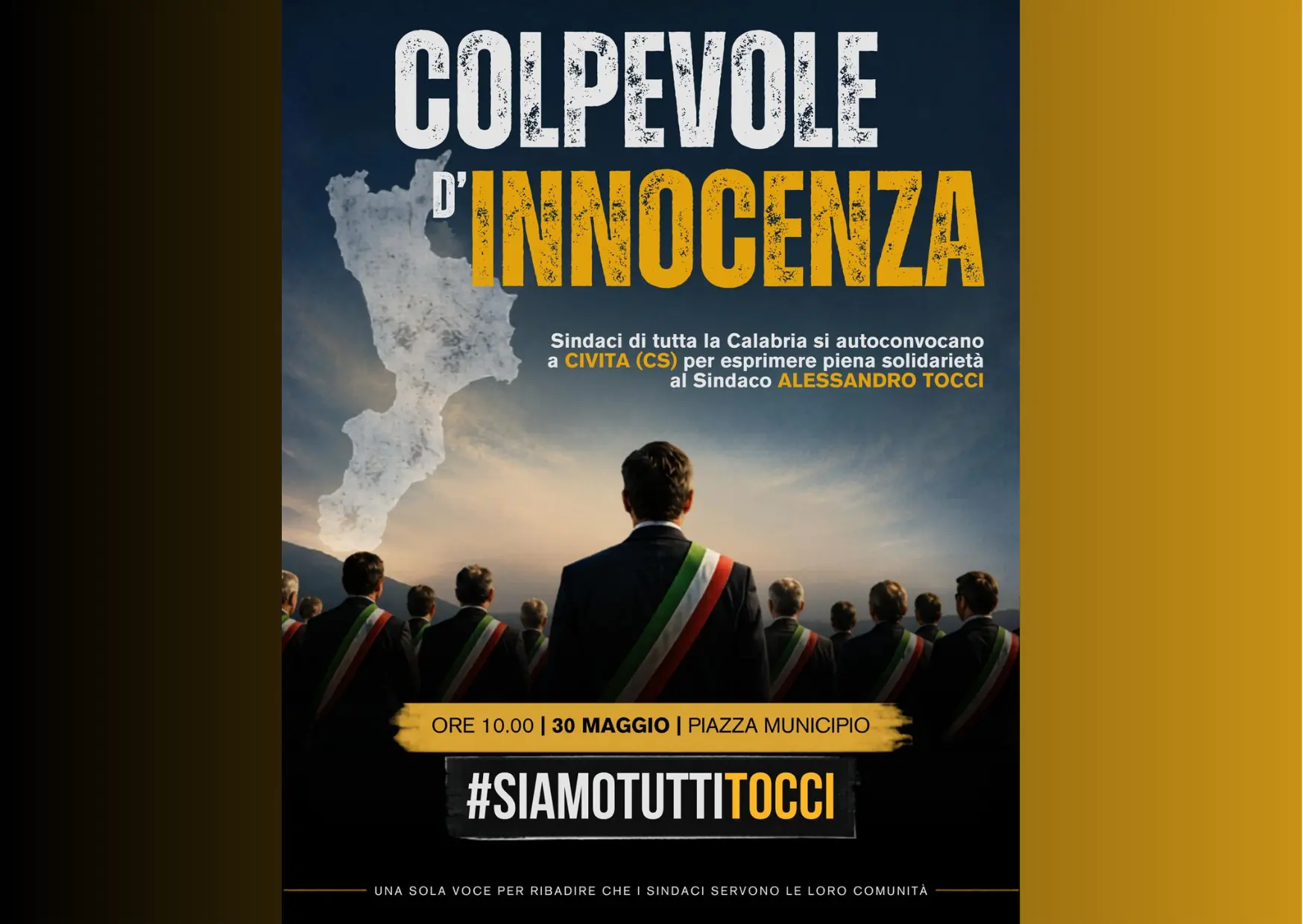 “Colpevole d’innocenza”: i sindaci calabresi si mobilitano per Alessandro Tocci dopo la sentenza sul Raganello\n