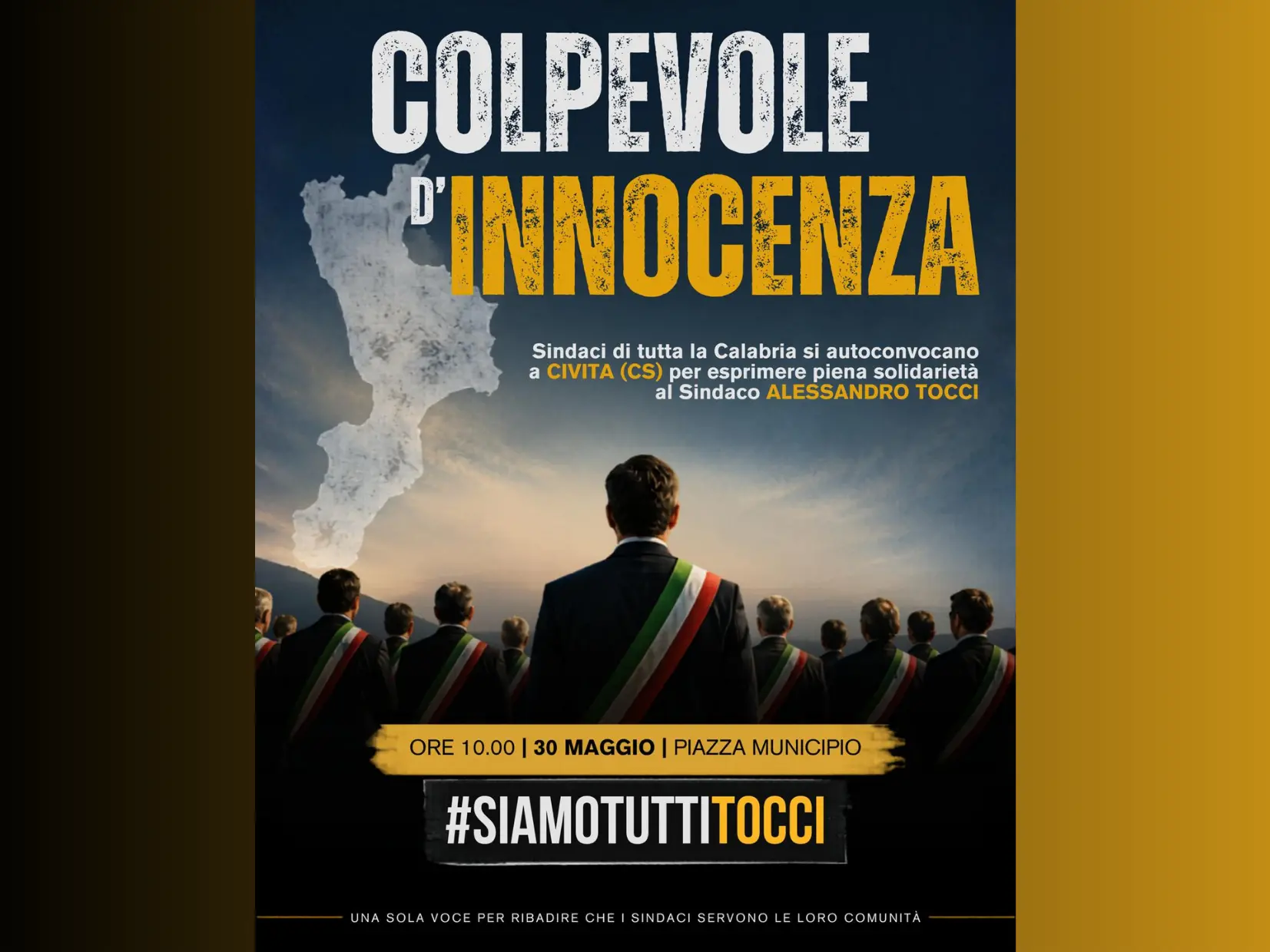 “Colpevole d’innocenza”: i sindaci calabresi si mobilitano per Alessandro Tocci dopo la sentenza sul Raganello