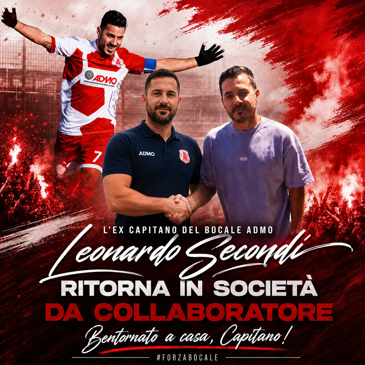 Il Bocale Calcio Admo riabbraccia Leonardo Secondi: sarà consulente tecnico del club biancorosso\n
