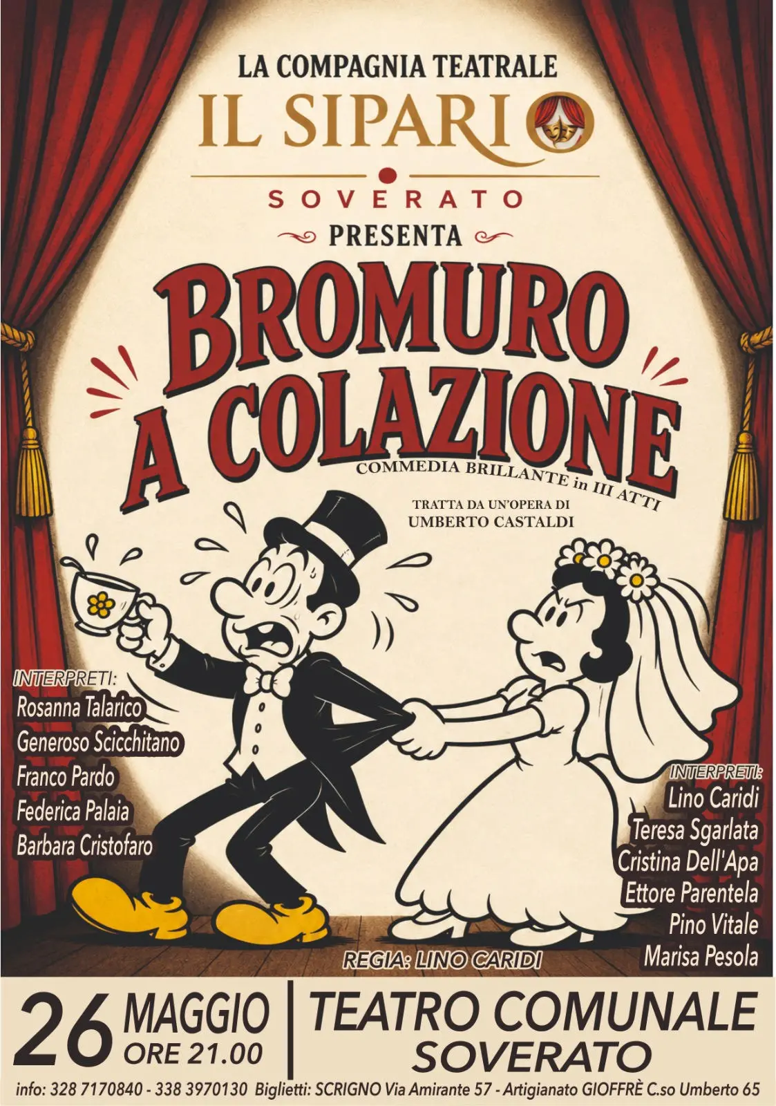 La compagnia “il Sipario” porta in scena a Soverato la commedia “Bromuro a colazione”\n
