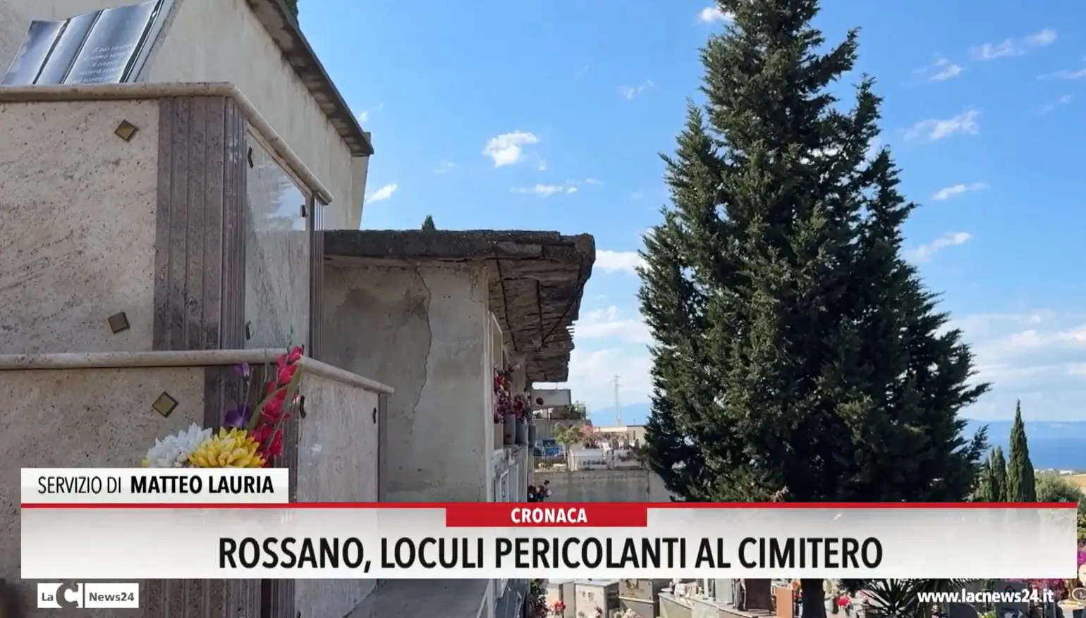 Rossano, loculi pericolanti al cimitero