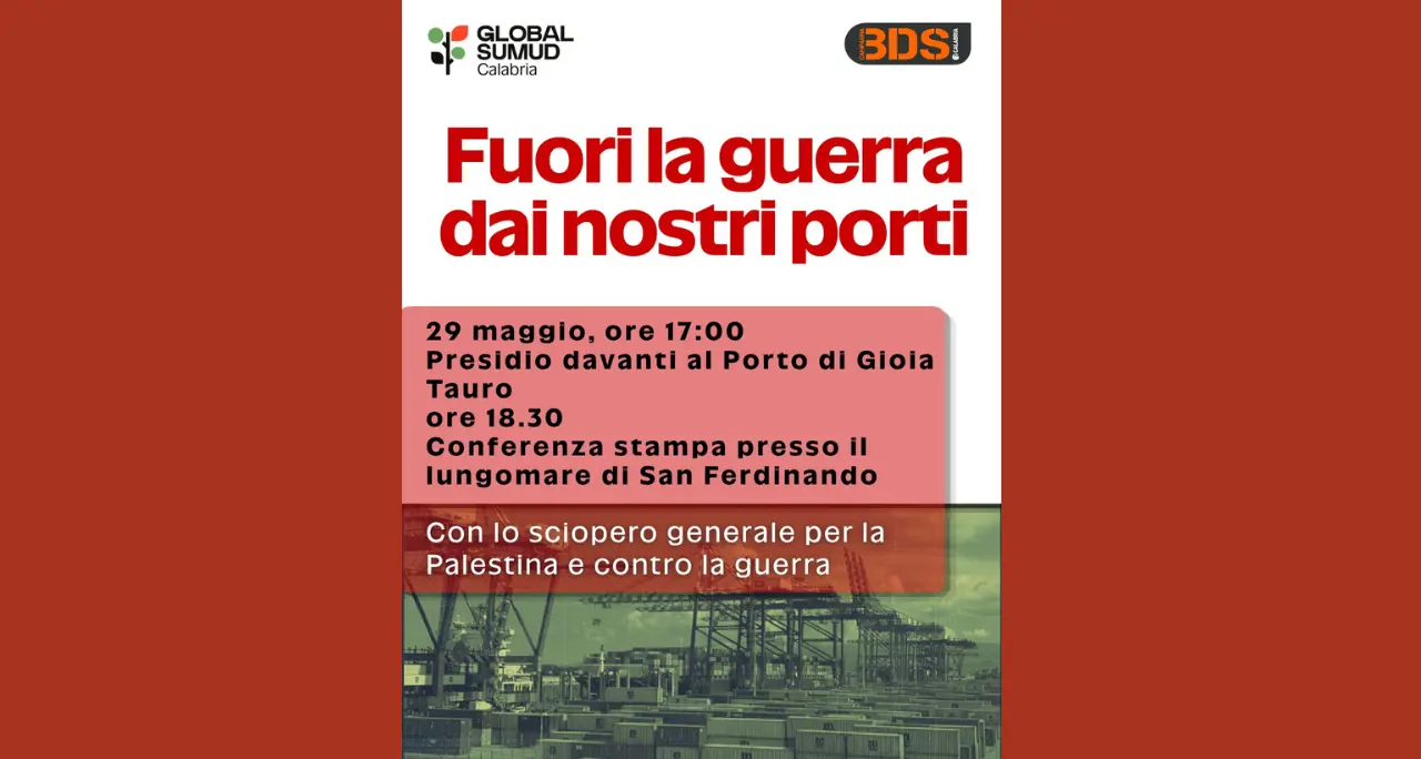 Presidio davanti al porto di Gioia Tauro: «Blocchiamo la filiera bellica, Palestina libera»\n