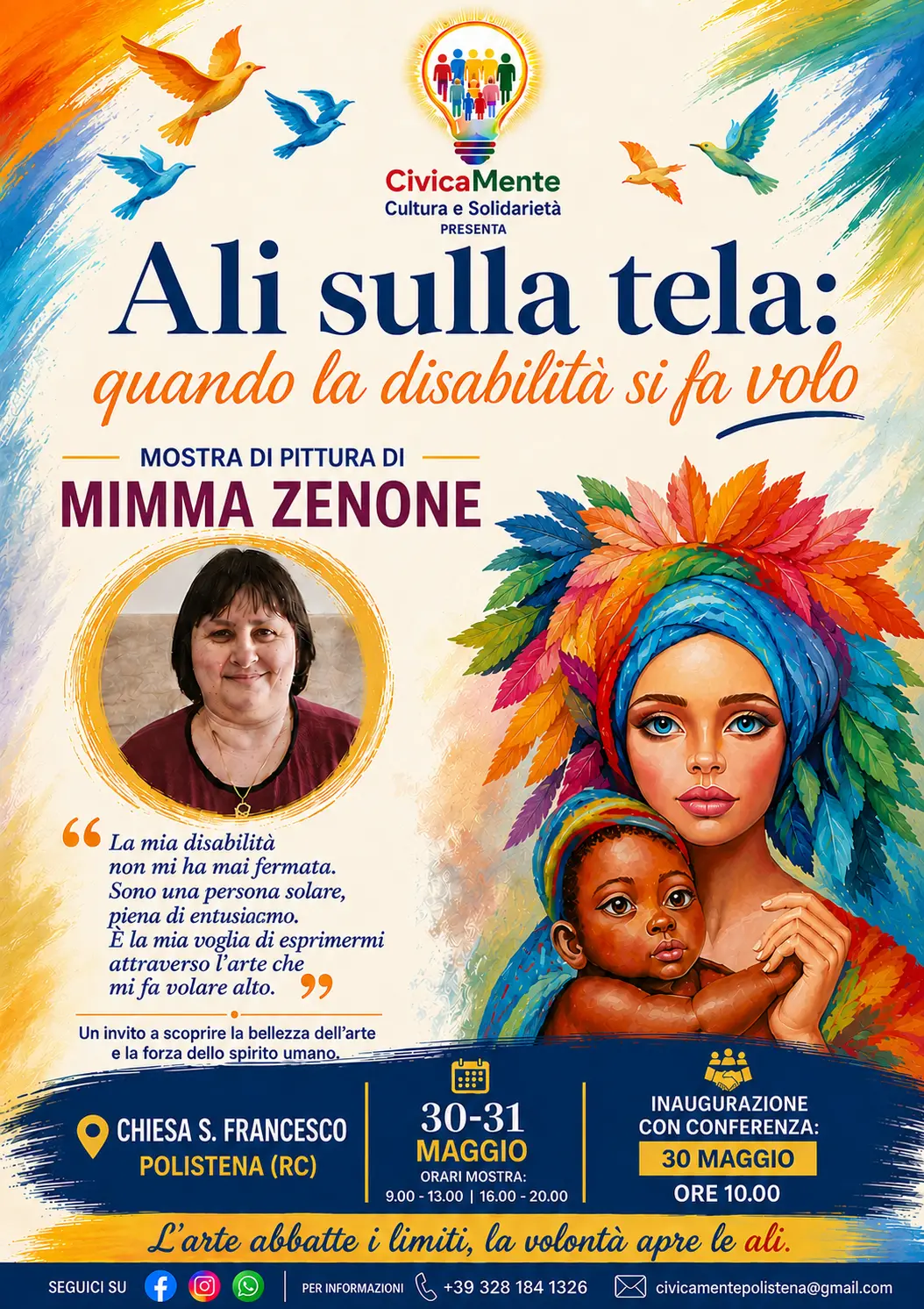 “Ali sulla tela”: a Polistena la mostra di Mimma Zenone dove l’arte supera ogni barriera\n