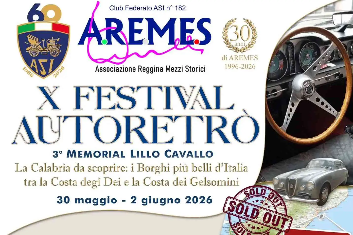 Festival Autoretrò, la Calabria protagonista del motorismo storico tra Costa degli Dei e Costa dei Gelsomini\n