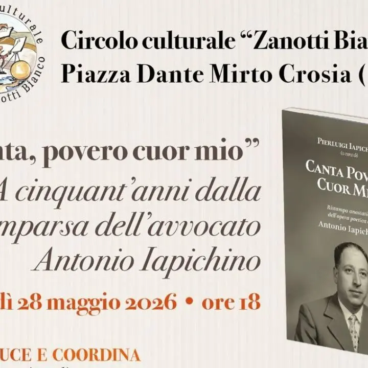 Canta povero cuor mio, a Mirto Crosia il ricordo di Antonio Iapichino\n