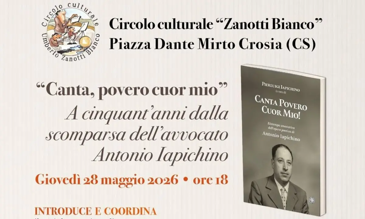 Canta povero cuor mio, a Mirto Crosia il ricordo di Antonio Iapichino\n