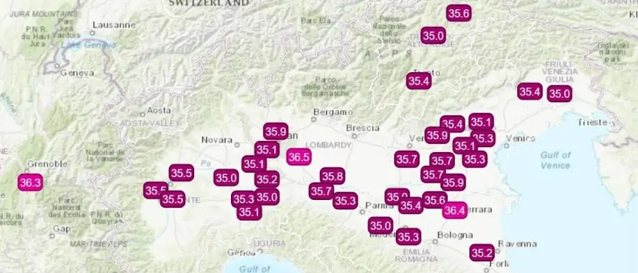 L’Italia nella morsa del gran caldo: temperature record con picchi di\u00A037 gradi al Nord e notti tropicali\u00A0\n