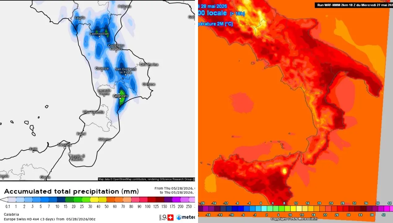 Calabria tra caldo estivo e temporali pomeridiani: punte fino a 33 gradi nelle aree interne