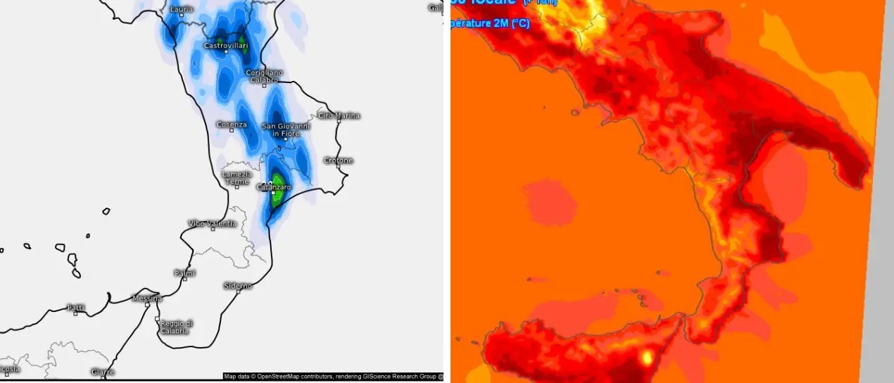 Calabria tra caldo estivo e temporali pomeridiani: punte fino a 33 gradi nelle aree interne