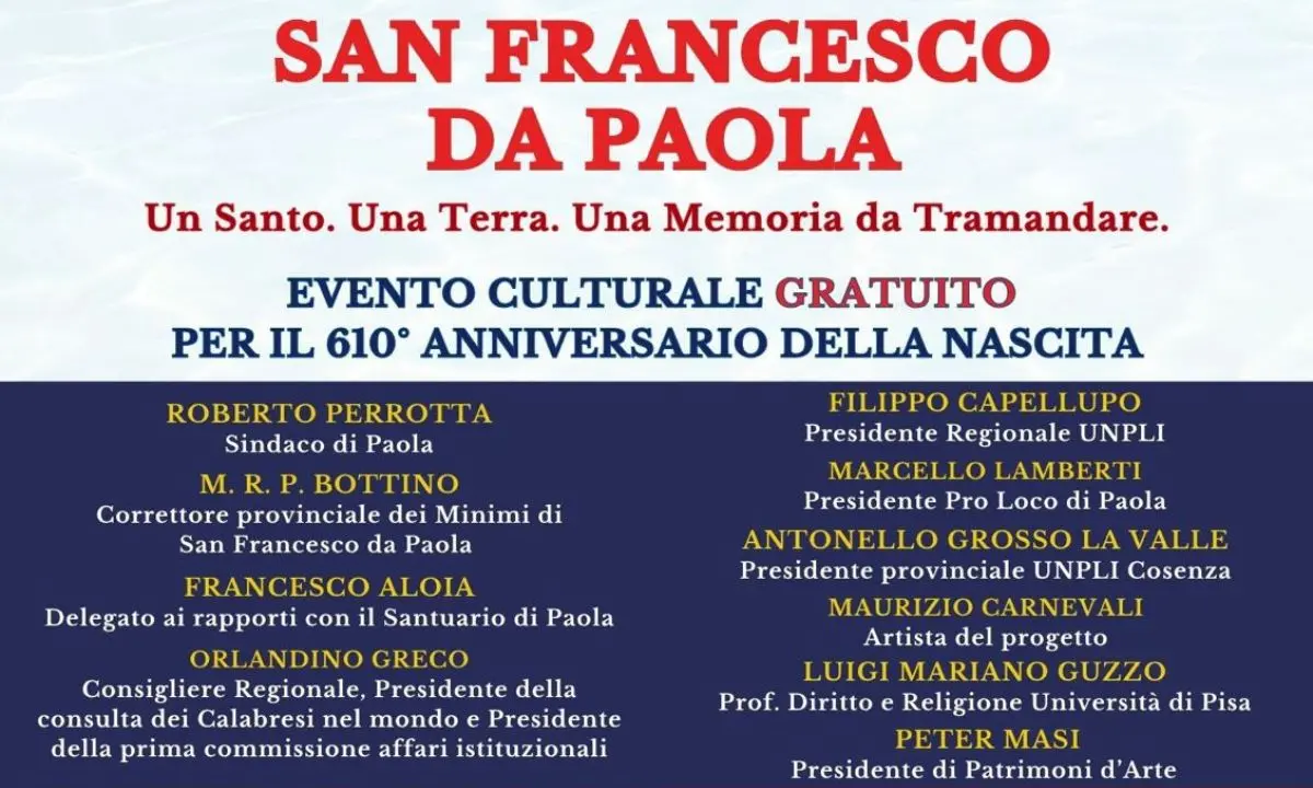 San Francesco di Paola, Patrimoni d’Arte presenta il progetto tra fede e territorio\n