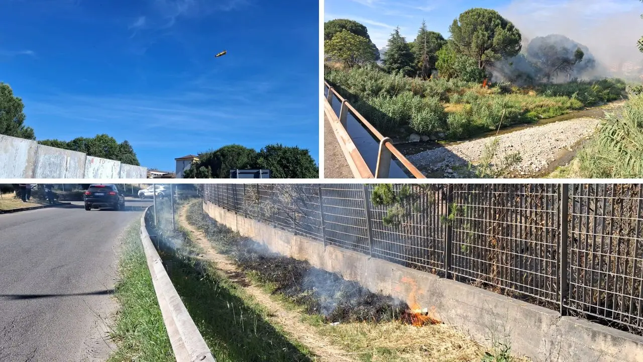 Rende, fiamme nel parco Robinson: intervenuto un canadair\n