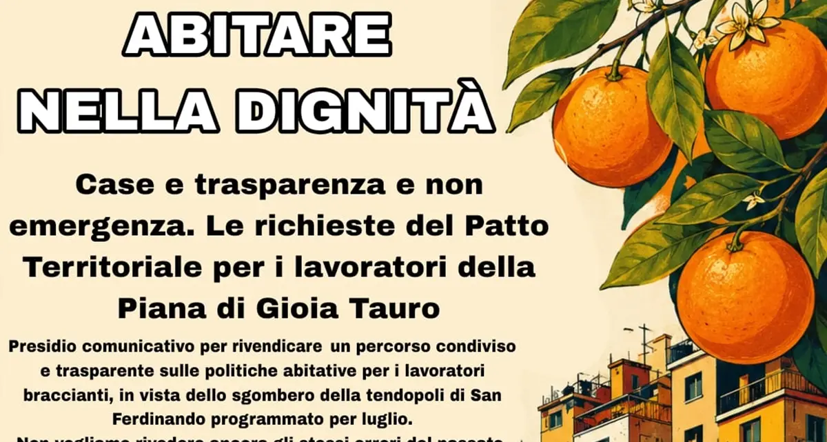 A Reggio\u00A0sit in per una accoglienza dignitosa dei lavoratori braccianti della Piana di Gioia Tauro\n