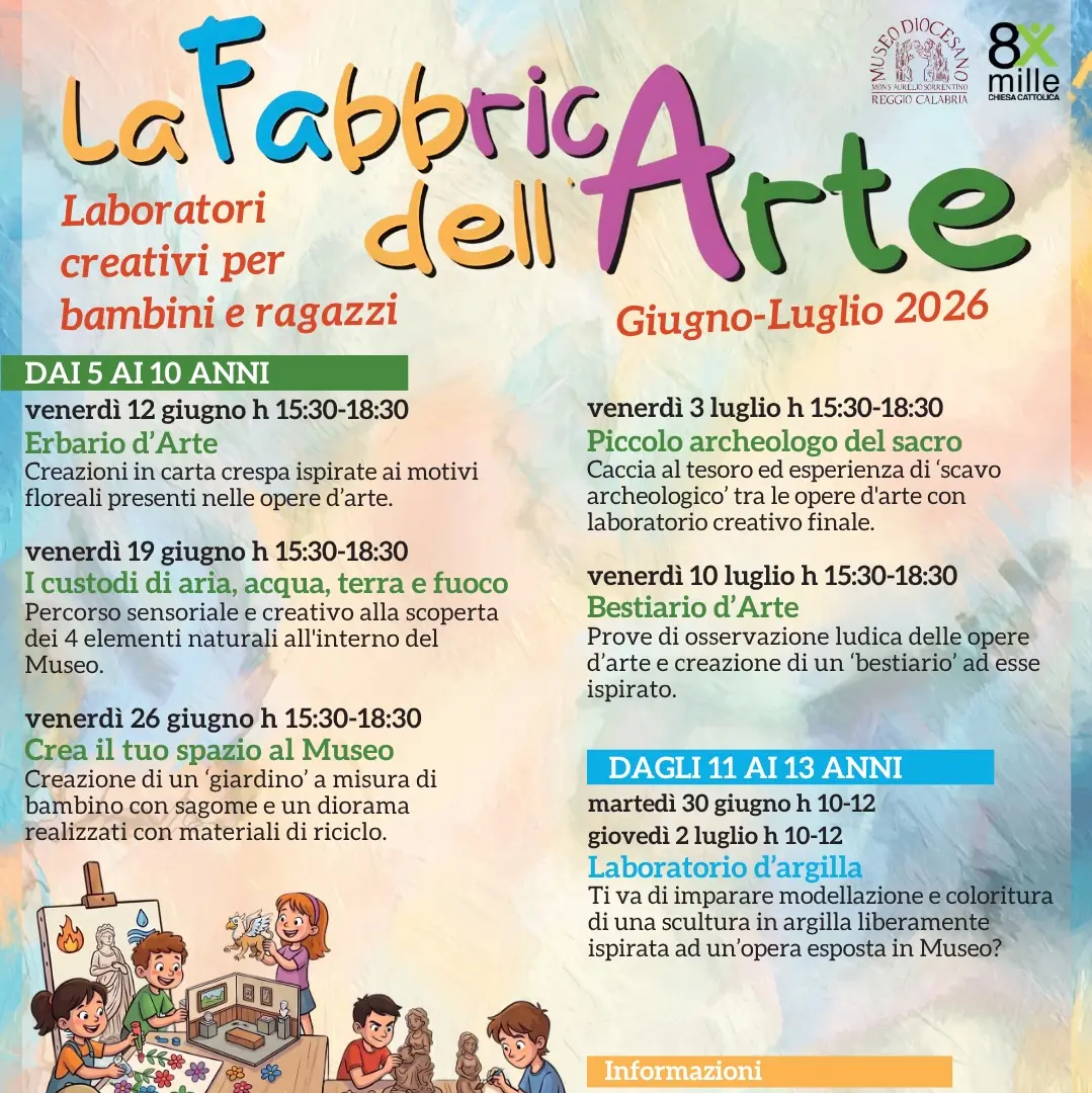 Reggio, venerdì\u00A012 giugno al Museo diocesano il primo appuntamenti estivi della Fabbrica dell’Arte\n