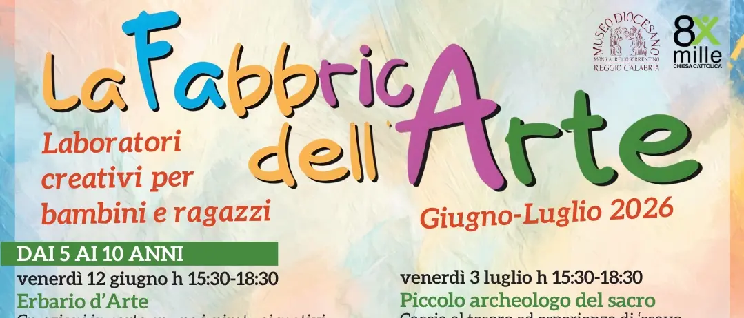 Reggio, venerdì\u00A012 giugno al Museo diocesano il primo appuntamenti estivi della Fabbrica dell’Arte\n
