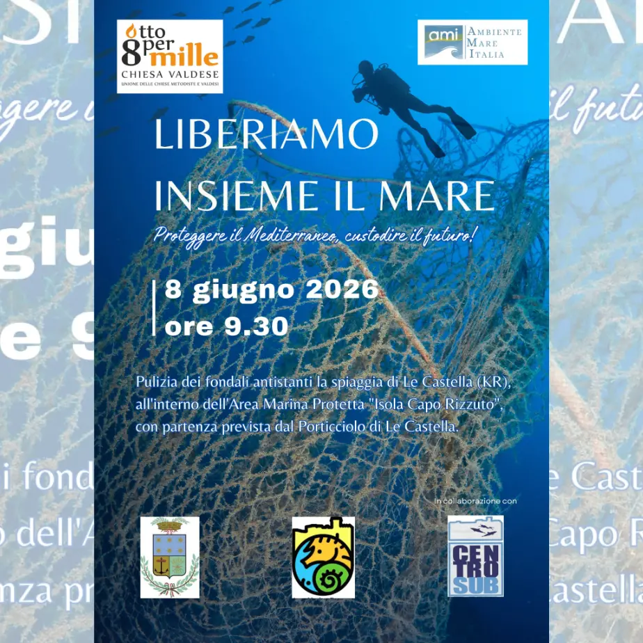 Dieci subacquei nei fondali di Le Castella per liberarli dalla plastica: l’iniziativa di Ambiente Mare Italia\n