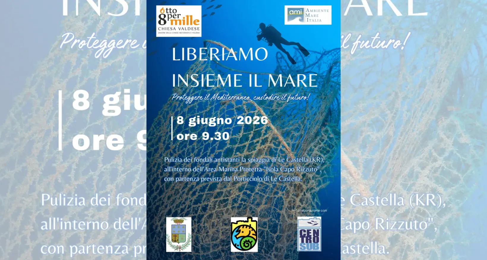 Dieci subacquei nei fondali di Le Castella per liberarli dalla plastica: l’iniziativa di Ambiente Mare Italia\n