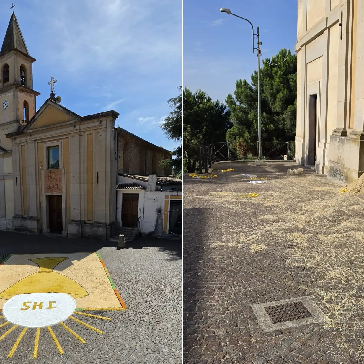 Stefanaconi, il sagrato della chiesa imbrattato con i materiali dell’Infiorata:\u00A0«Manca il rispetto dei luoghi e del lavoro degli altri»\n