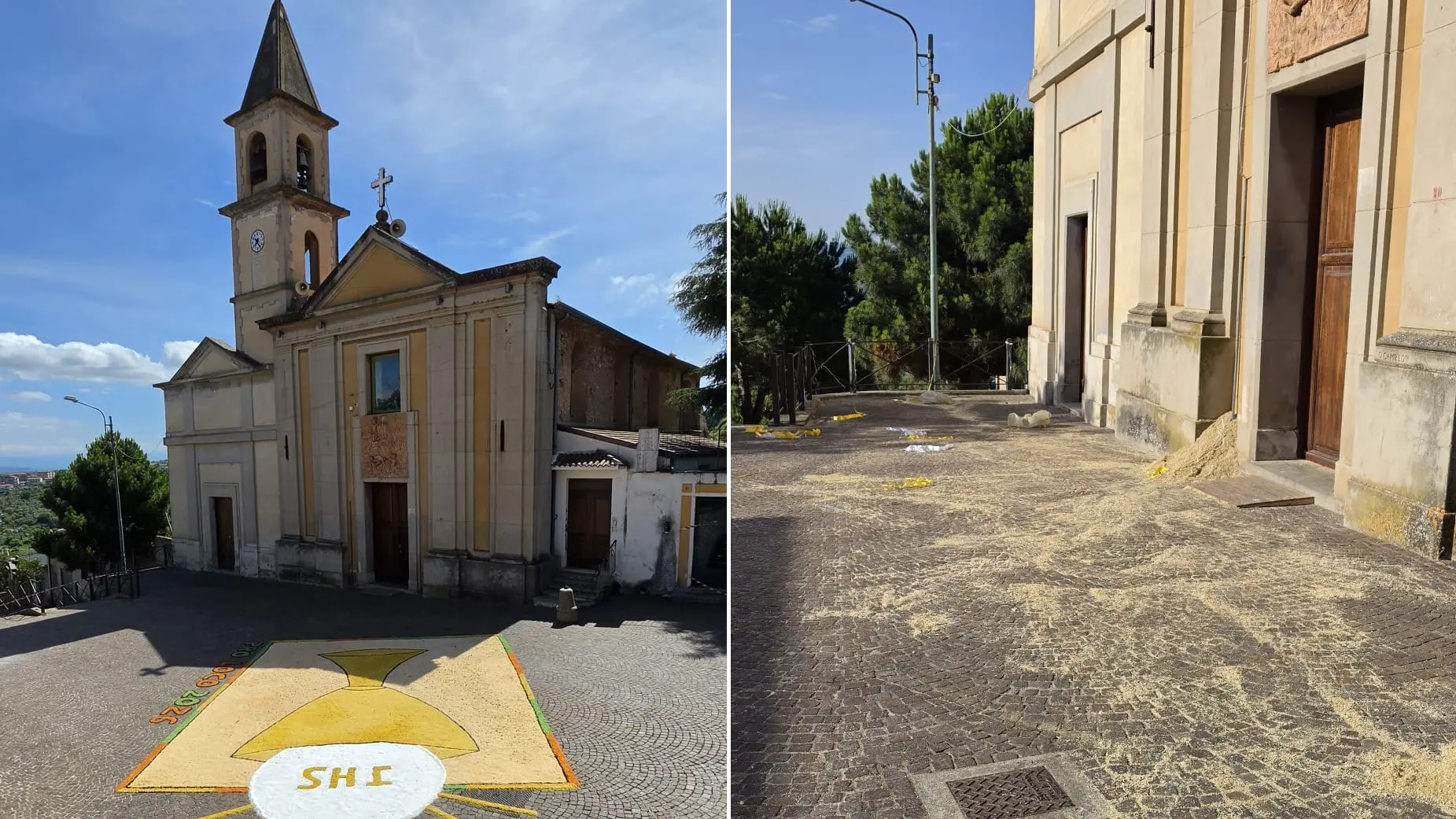 Stefanaconi, il sagrato della chiesa imbrattato con i materiali dell’Infiorata:\u00A0«Manca il rispetto dei luoghi e del lavoro degli altri»\n